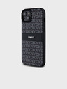 DKNY PU Leather Repeat Pattern Tonal Stripe Back Cover pentru iPhone 15 Plus Negru DKNY