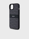 DKNY PU Leather Repeat Pattern Tonal Stripe Back Cover pentru iPhone 15 Plus Negru DKNY