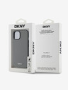 DKNY PU Leather Silver Metal Logo Magsafe Back Cover pentru iPhone 14 gri DKNY