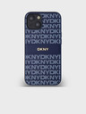 DKNY PU Leather Repeat Pattern Tonal Stripe Back Cover pentru iPhone 14 albastru DKNY