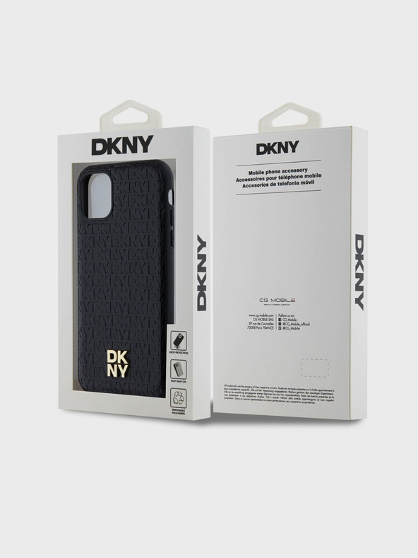 DKNY Piele PU Repeat Pattern Stack Logo Magsafe Back Cover pentru iPhone 11 negru DKNY