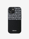 DKNY PU piele Repeat Pattern Card Pocket Back Cover pentru iPhone 15 negru DKNY