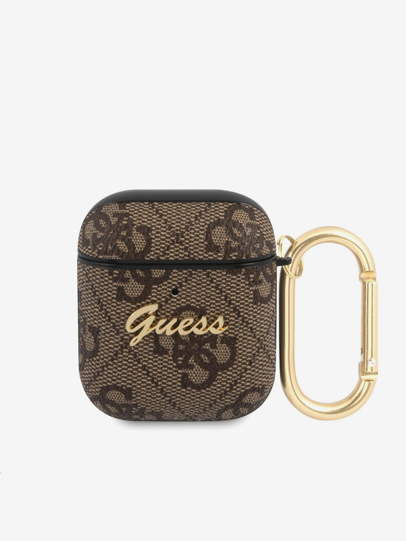 Guess Husă Guess 4G Script PC/PU pentru Airpods 1/2 maro