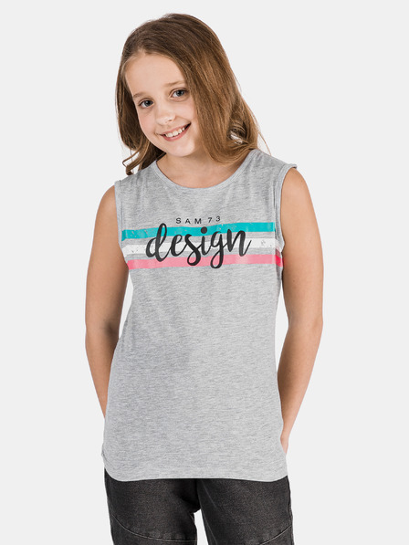 Sam 73 Tricou gri pentru fete cu imprimeu SAM 73