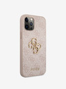 Guess PU 4G Metal Logo Zadní Kryt pro iPhone 12/12 Pro Pink Carcasa de telefon