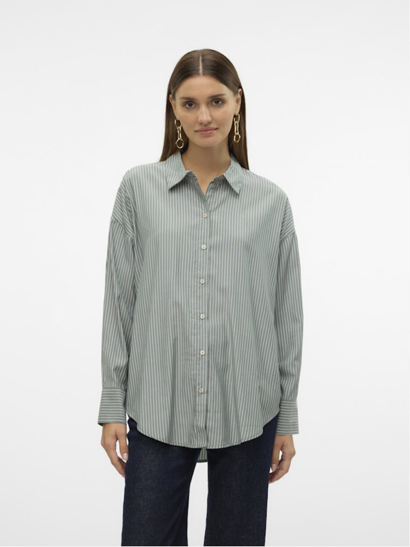 Vero Moda Cămașă albă și verde cu dungi pentru femei Vero Moda Nora