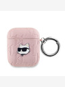 Karl Lagerfeld Carcasă cu capete Choupette și PU Embossed pentru AirPods 1/2 roz Karl Lagerfeld