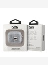 Karl Lagerfeld Husă cu cap Karl și Choupette în relief PU pentru AirPods 3 Silver Karl Lagerfeld