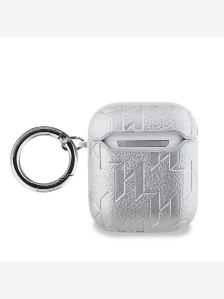 Karl Lagerfeld Karl Lagerfeld PU Embossed Choupette Head Case pentru AirPods 1/2 Silver