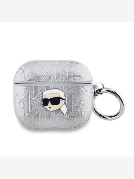 Karl Lagerfeld PU Embossed Karl Head Case pentru AirPods 3 Silver Karl Lagerfeld