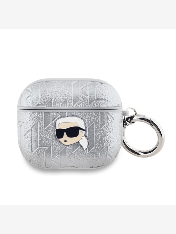 Karl Lagerfeld PU Embossed Karl Head Case pentru AirPods 3 Silver Karl Lagerfeld