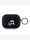 Karl Lagerfeld Carcasă cu capete Karl și Choupette cu PU în relief pentru AirPods Pro Black Karl Lagerfeld