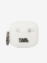 Karl Lagerfeld Karl Lagerfeld 3D Logo NFT Karl Head Carcasă din silicon pentru Airpods 3 Alb
