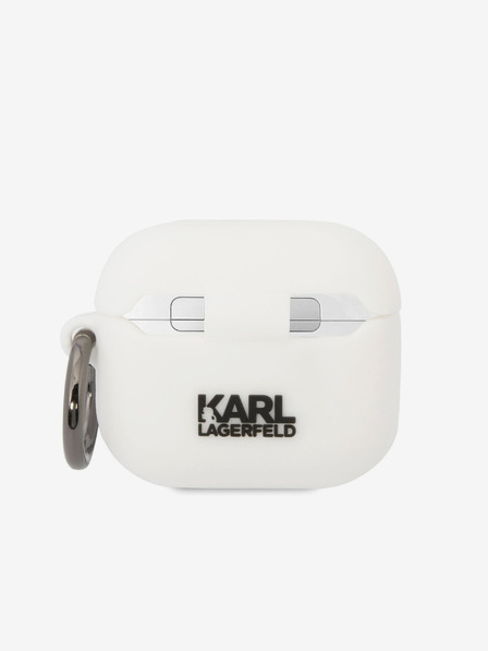 Karl Lagerfeld Karl Lagerfeld 3D Logo NFT Karl Head Carcasă din silicon pentru Airpods 3 Alb