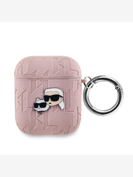 Karl Lagerfeld Karl Lagerfeld PU Embossed Karl and Choupette Heads Case pentru AirPods 1/2 roz