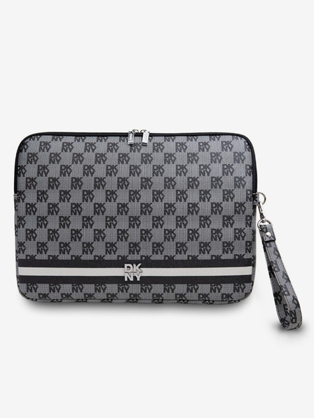 DKNY DKNY PU piele model în carouri și dungi Laptop Cover 15/16 negru "
