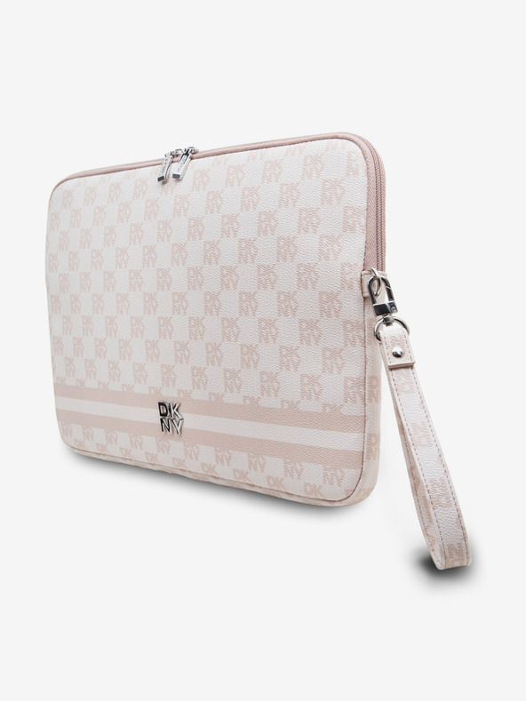 DKNY DKNY PU Leather Checkered Pattern and Stripe Notebook Cover 13/14 Pink"