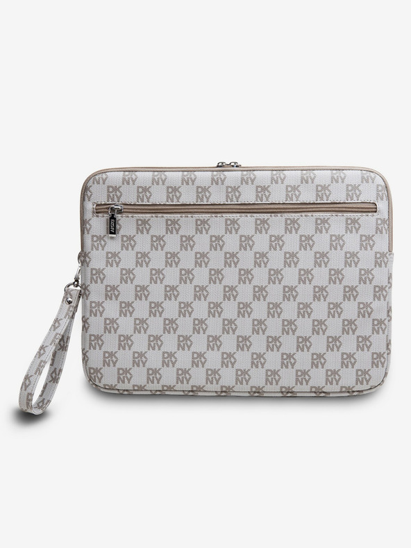 DKNY DKNY PU Leather Checkered Pattern and Stripe Notebook Cover 15/16 Beige"