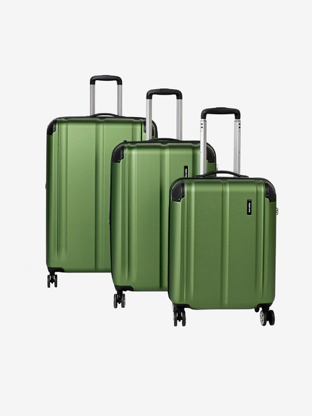 Travelite Set de trei valize verzi Travelite City 4w S,M,L Verde