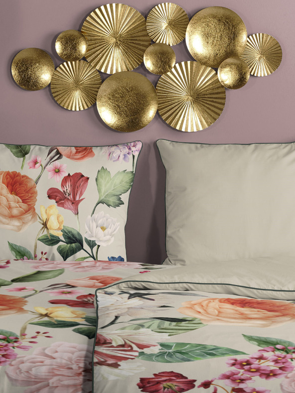 Descanso Lenjerie de pat reversibilă Descanso Fiori cu model bej 140 x 200 cm