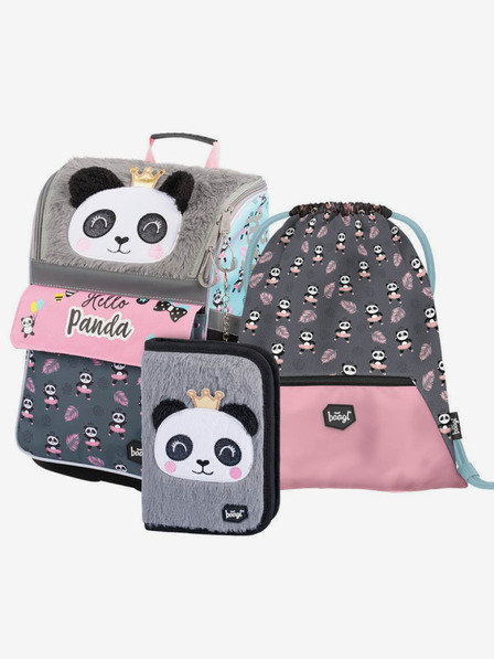 BAAGL  Gri 3 set zippy panda: servietă, penar, geantă Baagl