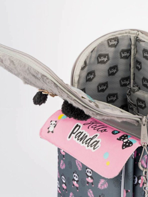 BAAGL  Gri 3 set zippy panda: servietă, penar, geantă Baagl