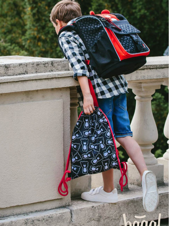 BAAGL  Geantă școlară neagră teribear negru Baagl