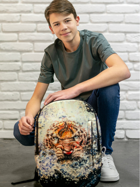 BAAGL  Rucsac negru și bej Baagl eARTh - Tiger by Lukero