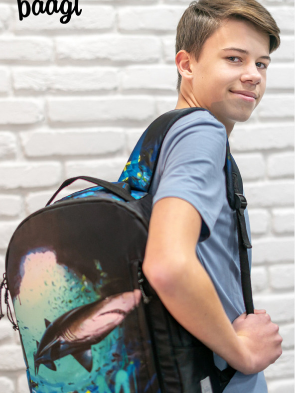 BAAGL  Rucsac negru Baagl eARTh - Shark de Lukero