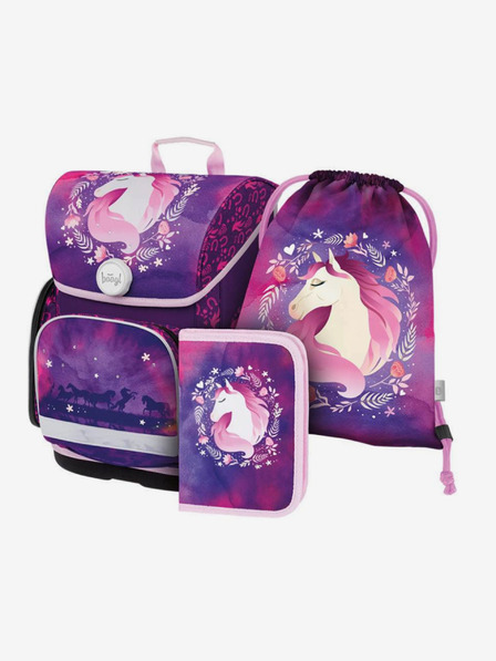 BAAGL  Set școlar violet Ergo - rucsac, penar și geantă Baagl Horse