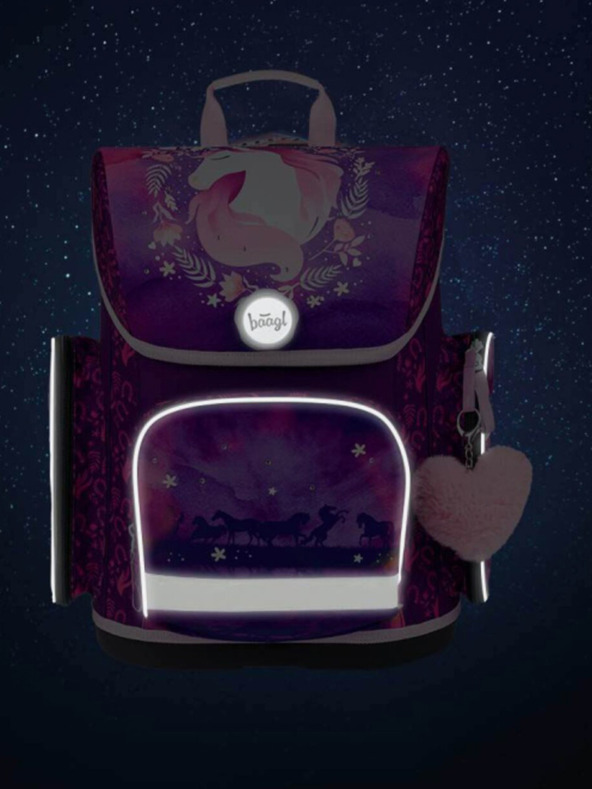 BAAGL  Set școlar violet Ergo - rucsac, penar și geantă Baagl Horse