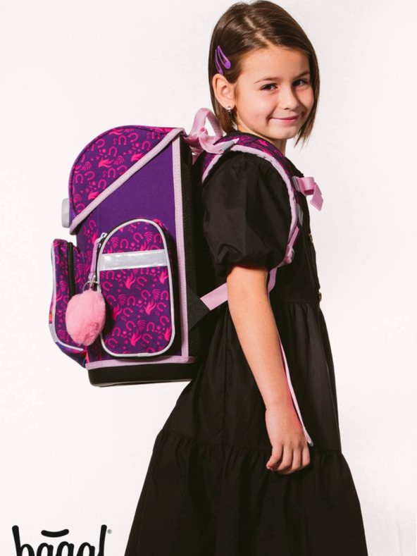 BAAGL  Set școlar violet Ergo - rucsac, penar și geantă Baagl Horse