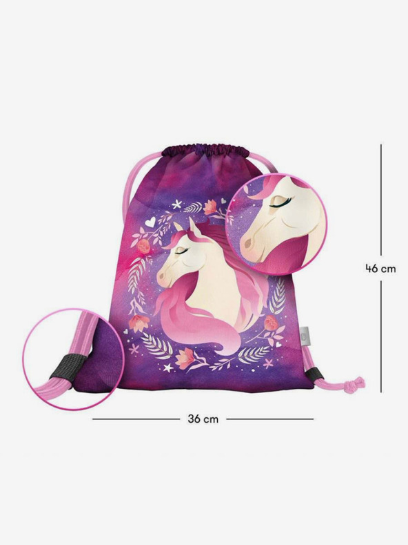 BAAGL  Set școlar violet Ergo - rucsac, penar și geantă Baagl Horse
