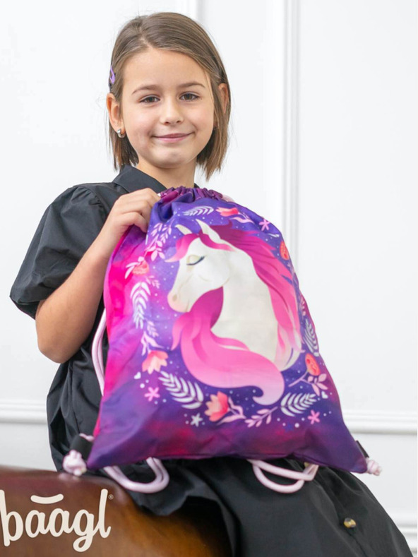 BAAGL  Set școlar violet Ergo - rucsac, penar și geantă Baagl Horse