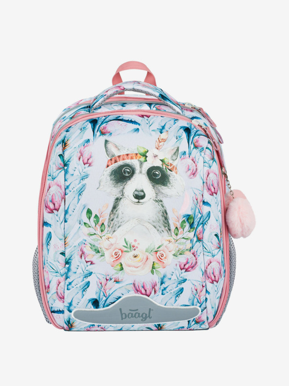 BAAGL  Geantă de școală albă Baagl Shelly Raccoon
