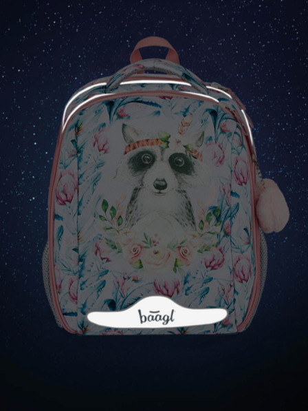 BAAGL  Geantă de școală albă Baagl Shelly Raccoon