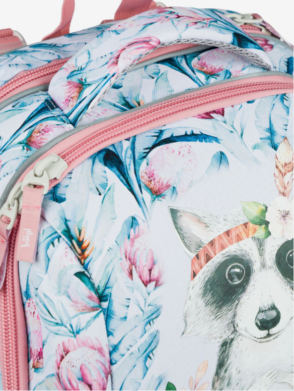 BAAGL  Geantă de școală albă Baagl Shelly Raccoon