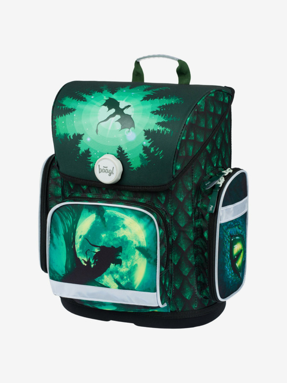 BAAGL  Geantă de școală verde Ergo Baagl Dragon