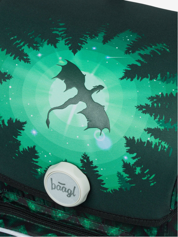 BAAGL  Geantă de școală verde Ergo Baagl Dragon