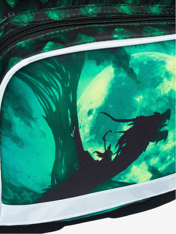 BAAGL  Geantă de școală verde Ergo Baagl Dragon