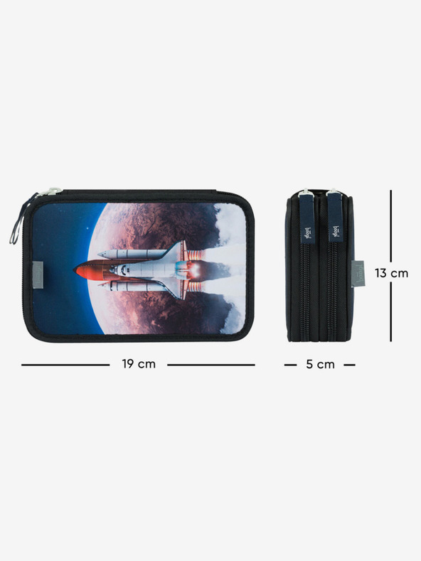 BAAGL  Set școlar albastru - servietă, penar, geantă Baagl Shelly Space Shuttle