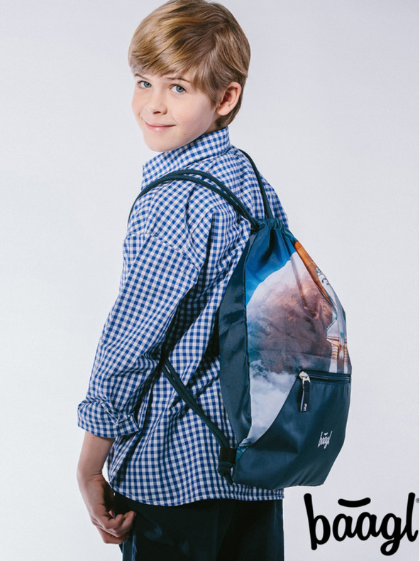 BAAGL  Set școlar albastru - servietă, penar, geantă Baagl Shelly Space Shuttle