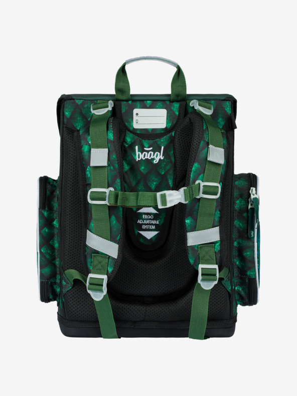 BAAGL  Set școlar verde Ergo - servietă, penar, geantă Baagl Dragon
