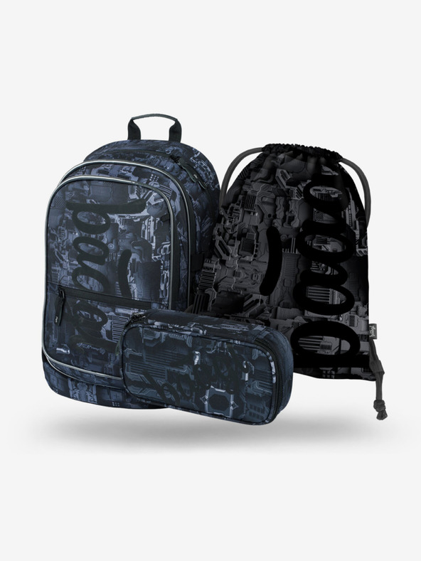 BAAGL  Set școlar gri - rucsac, penar, geantă Baagl Core Technic