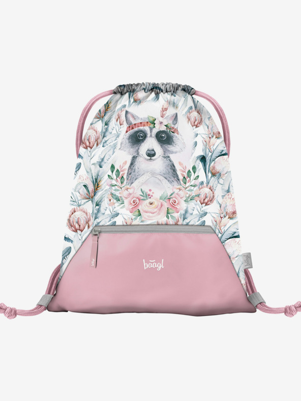 BAAGL  Geantă albă cu buzunar Baagl Raccoon