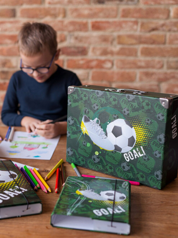 BAAGL  Geantă școlară pliabilă verde cu fitinguri Baagl Football