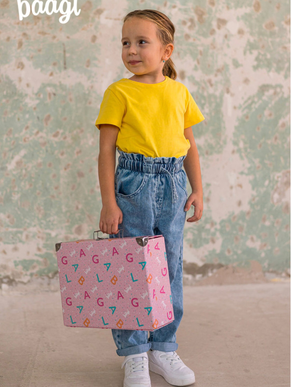BAAGL  Geantă de școală pliabilă roz cu accesorii Baagl Logo