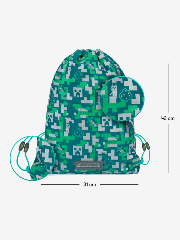 BAAGL  Set școlar verde - penar, geantă Baagl Minecraft 2 Silver Creeper