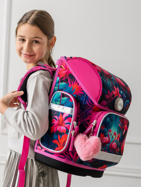 BAAGL  Set școlar Ergo roz - servietă, penar, geantă Baagl Flamingos