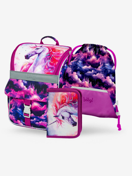 BAAGL  Set școlar mov Zippy - servietă, trusă, geantă Baagl Unicorn Kingdom